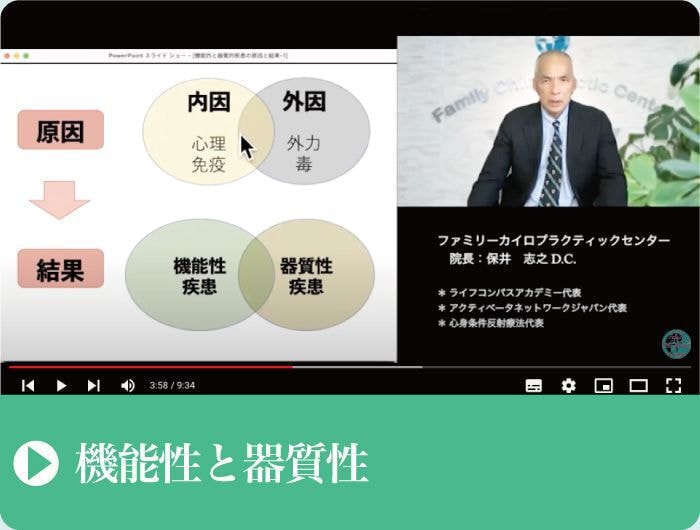 機能性と器質性｜ファミリーカイロプラクティックセンター福岡